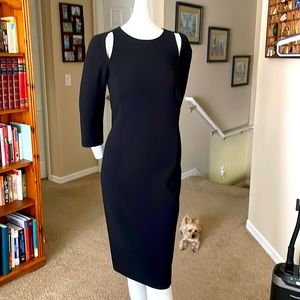 Michael Kors Collection Double Face Wool Dress Cut Out Shoulder NWOT 8